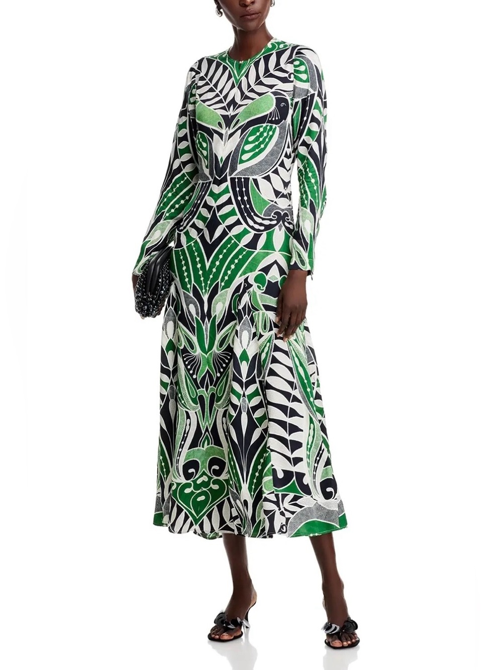 NWT FARM Rio Lace Nature Long-Sleeve Midi Dress, size S.